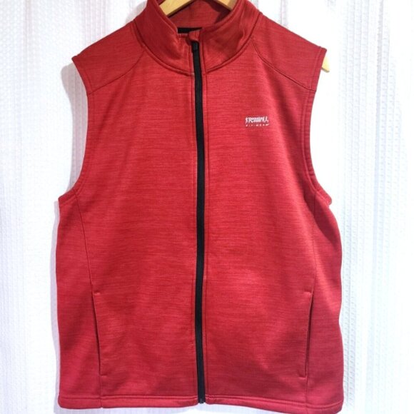 Running Room Fit Wear Thermal Vest Large Red Full Zip Reflective logos Pockets - Picture 1 of 15